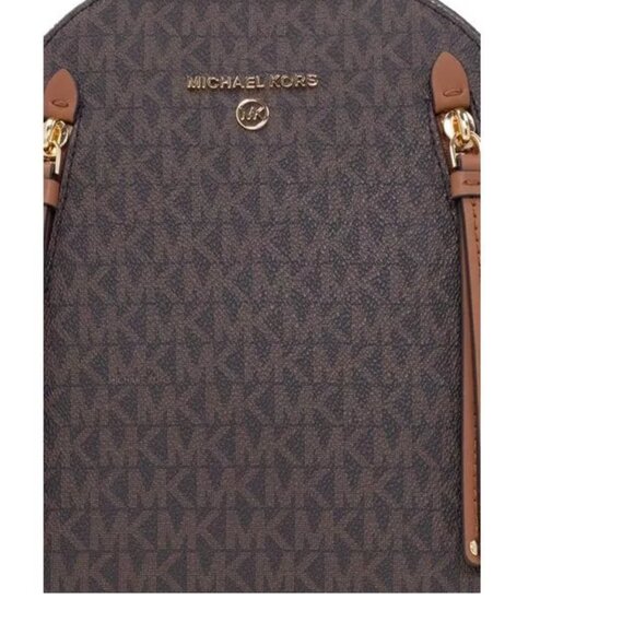 MICHAEL KORS BROOKLYN BACKPACK BROWN LOGO PYRAMID STUD TRAVEL SCHOOL BAG NWT!
